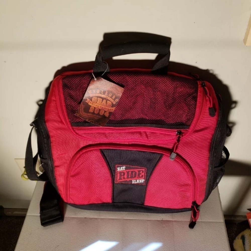 Marlboro Red and Black Travel Toiletry Bag with 'Ride' Patch